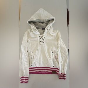 G-Star Vintage Y2K White and Pink Lace-Up Hoodie
